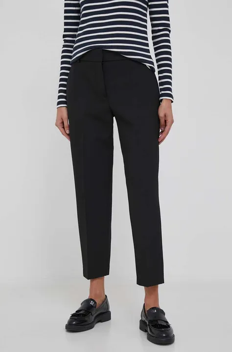 Kalhoty Tommy Hilfiger dámské, černá barva, jednoduché, high waist