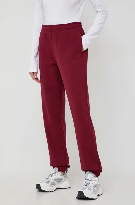 Trussardi spodnie dresowe bawełniane kolor bordowy gładkie