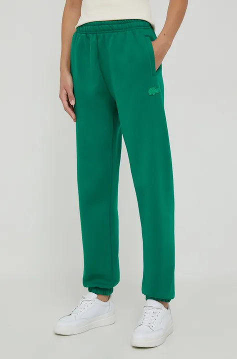 Спортивные штаны Lacoste цвет зелёный однотонные