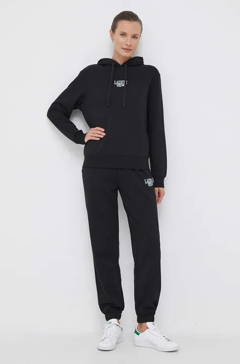 Спортивні штани Lacoste колір чорний з принтом