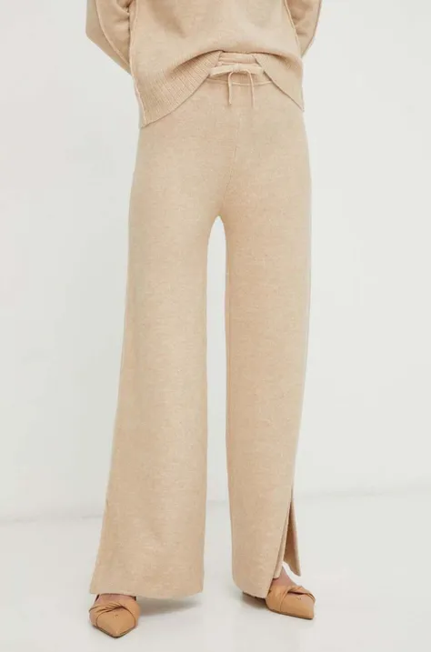 Patrizia Pepe pantaloni din lana culoarea bej, drept, high waist