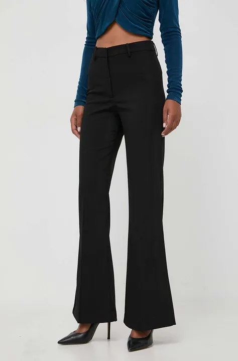 Kalhoty Bardot dámské, černá barva, zvony, high waist