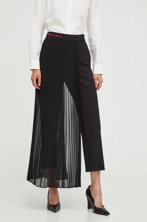 Twinset spodnie damskie kolor czarny proste high waist