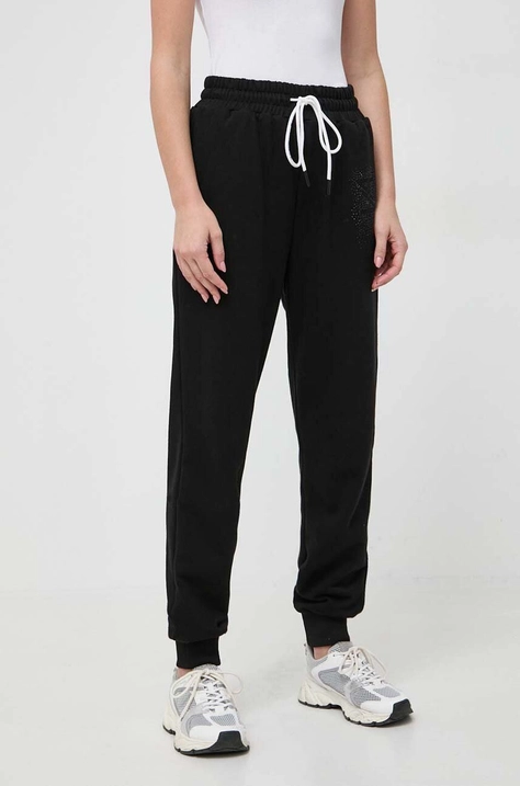 Twinset pantaloni de trening culoarea negru, cu imprimeu