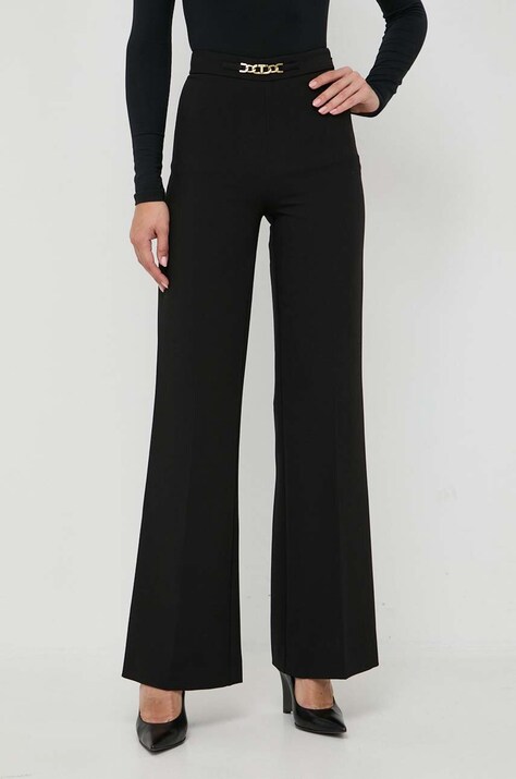 Twinset spodnie damskie kolor czarny szerokie high waist