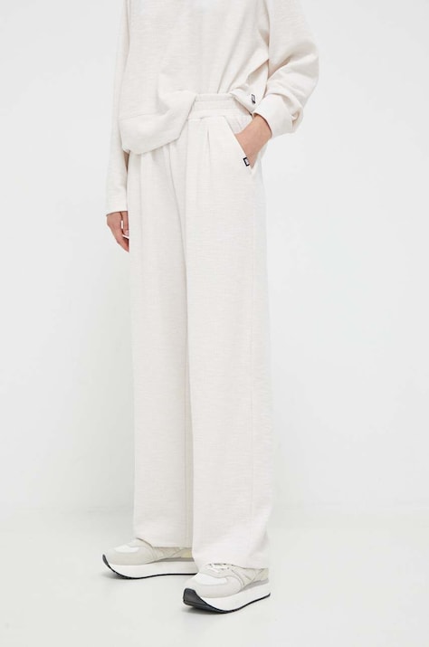 Dkny pantaloni de trening culoarea bej, neted