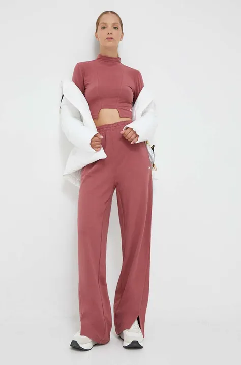 Reebok Classic spodnie dresowe bawełniane kolor różowy gładkie
