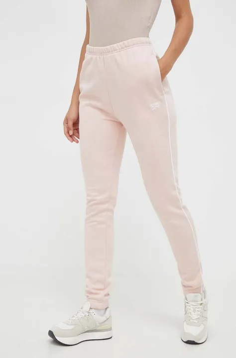 Спортивные штаны Reebok цвет розовый однотонные