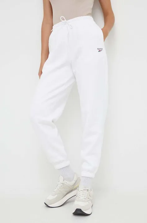 Спортивні штани Reebok колір білий однотонні