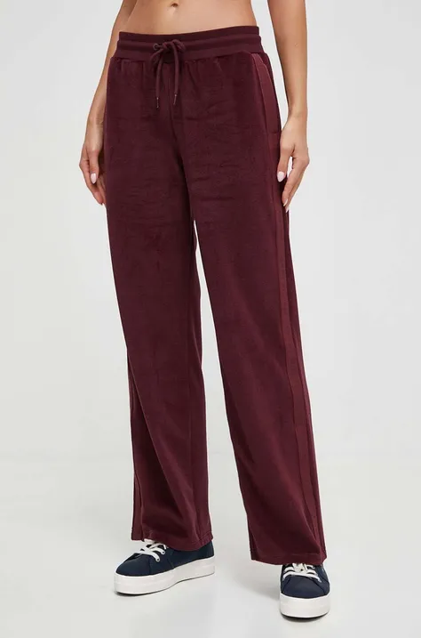 Tommy Hilfiger spodnie lounge kolor bordowy szerokie high waist