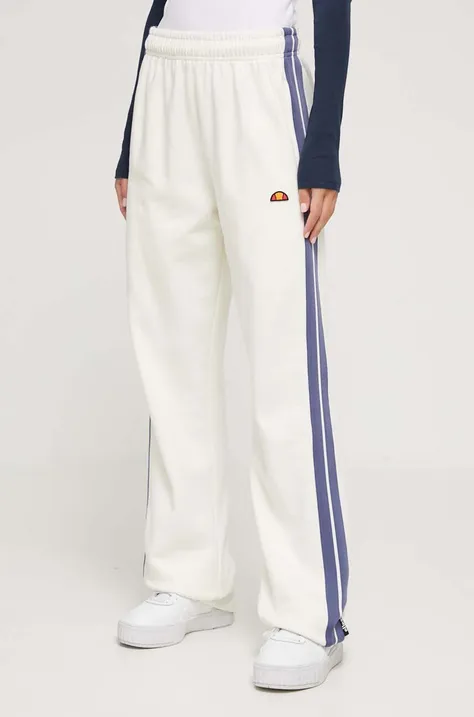 Ellesse spodnie dresowe bawełniane kolor beżowy z aplikacją