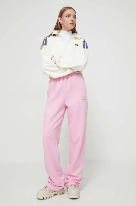 Ellesse spodnie dresowe kolor różowy gładkie