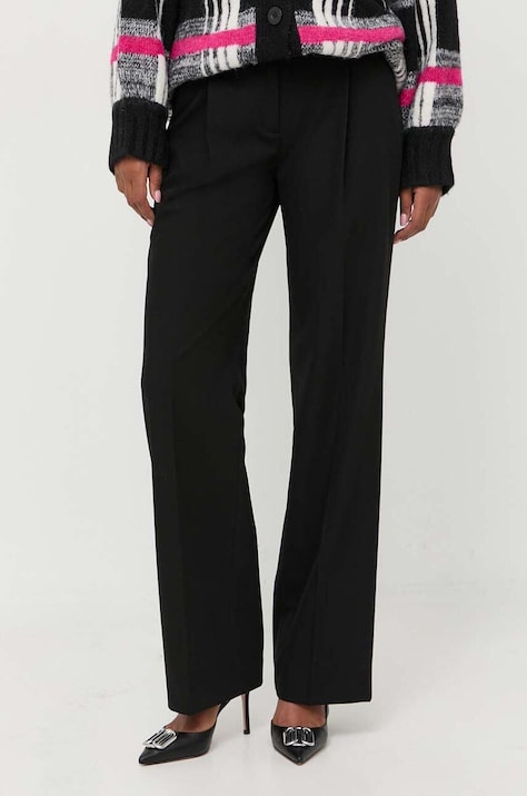 Karl Lagerfeld spodnie damskie kolor czarny proste high waist