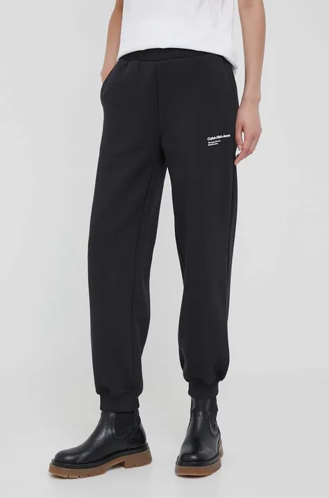Спортивные штаны Calvin Klein Jeans цвет чёрный с принтом