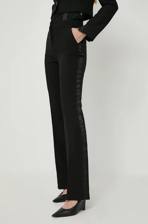 Morgan spodnie damskie kolor czarny dzwony high waist