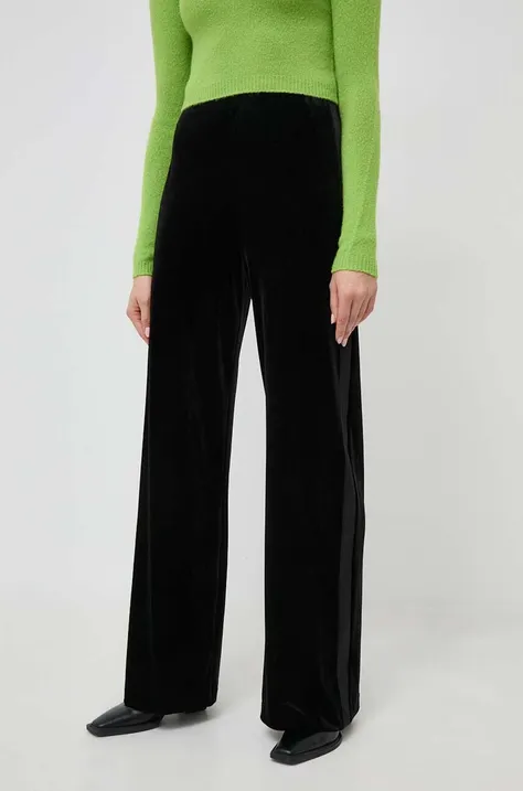 Nohavice MAX&Co. dámske, čierna farba, široké, vysoký pás