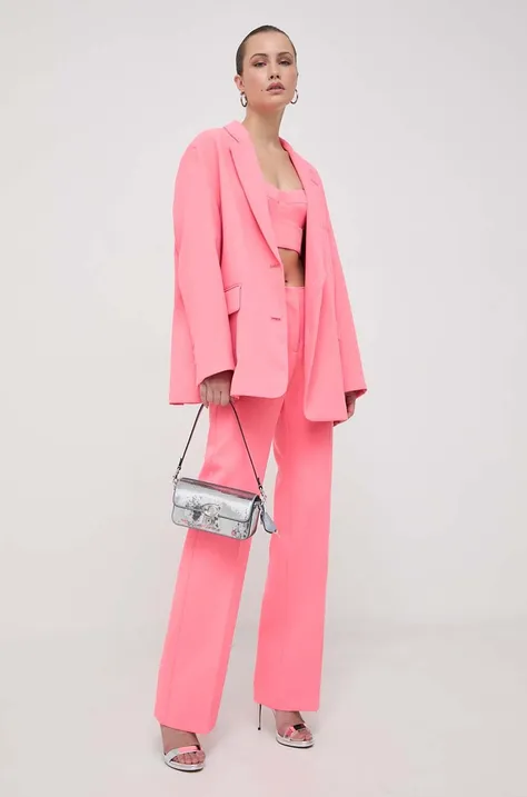 Kalhoty MAX&Co. x Anna Dello Russo dámské, růžová barva, jednoduché, high waist