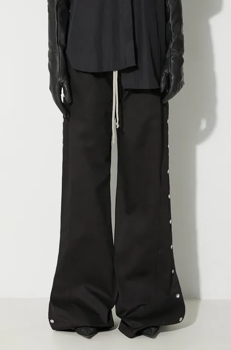 Rick Owens pantaloni femei, culoarea negru, lat, high waist