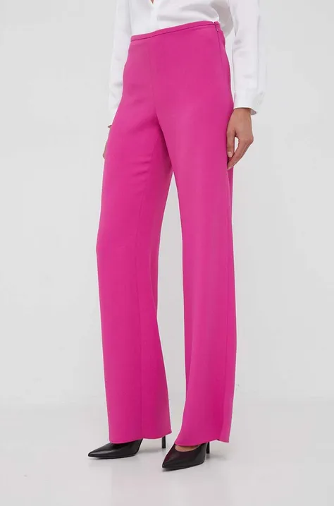 Emporio Armani pantaloni femei, culoarea roz, lat, medium waist