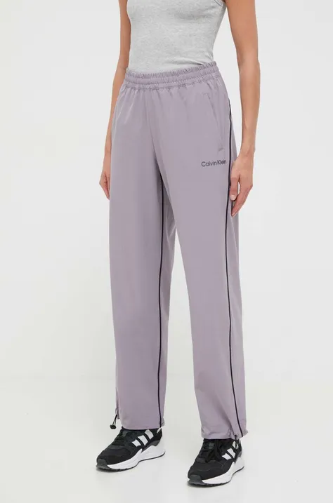 Панталон за трениране Calvin Klein Performance в лилаво с изчистен дизайн