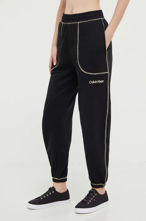 Хлопковые пижамные брюки Calvin Klein Underwear цвет чёрный хлопковая