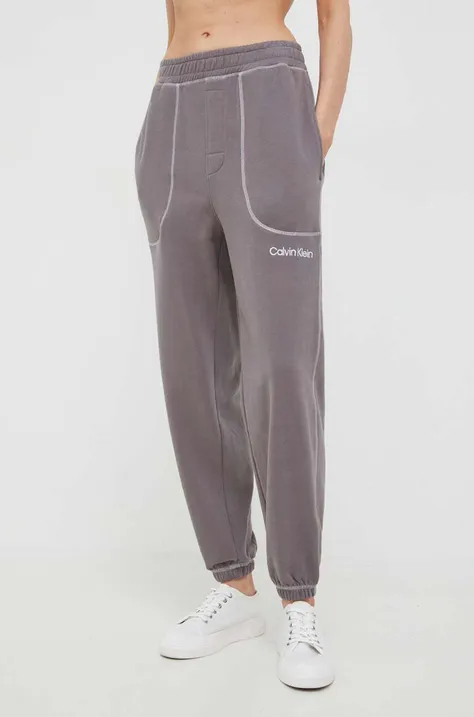 Памучен спортен панталон Calvin Klein Underwear в сиво с изчистен дизайн