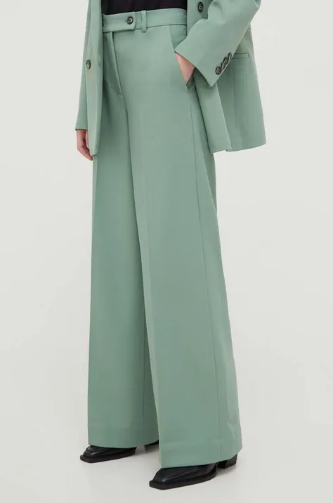 Kalhoty Lovechild dámské, zelená barva, jednoduché, high waist