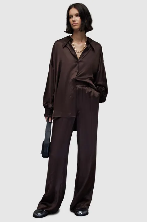 AllSaints spodnie WP047Z CHARLI TROUSERS damskie kolor brązowy szerokie medium waist