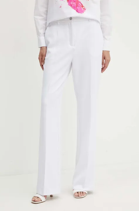 Панталон Guess в бяло със стандартна кройка, с висока талия