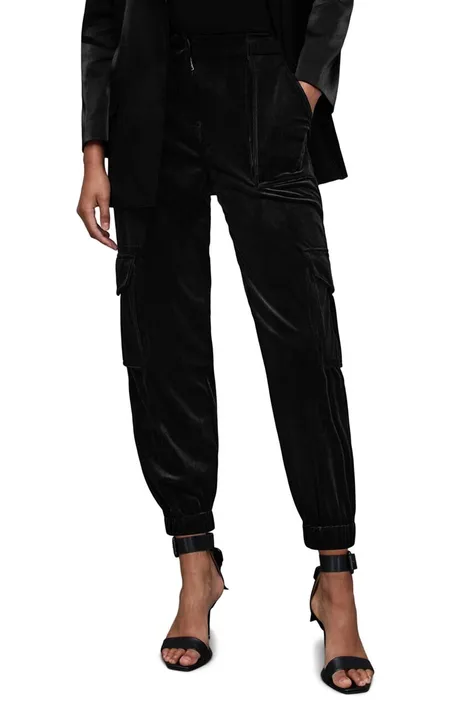 Παντελόνι AllSaints Frieda χρώμα: μαύρο