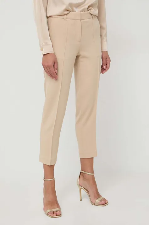 Nohavice MICHAEL Michael Kors dámske, béžová farba, rovné, vysoký pás