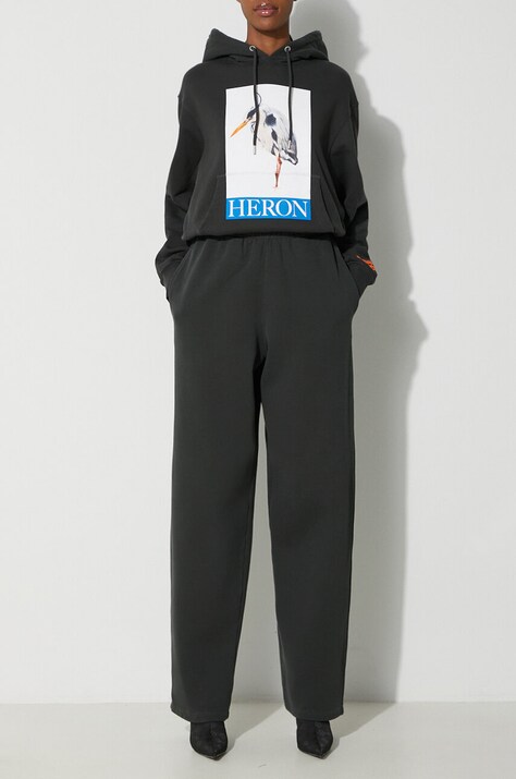 Heron Preston pantaloni de trening din bumbac Stfu Os Sweatpants culoarea negru, cu imprimeu, HWCH006F23JER0011001