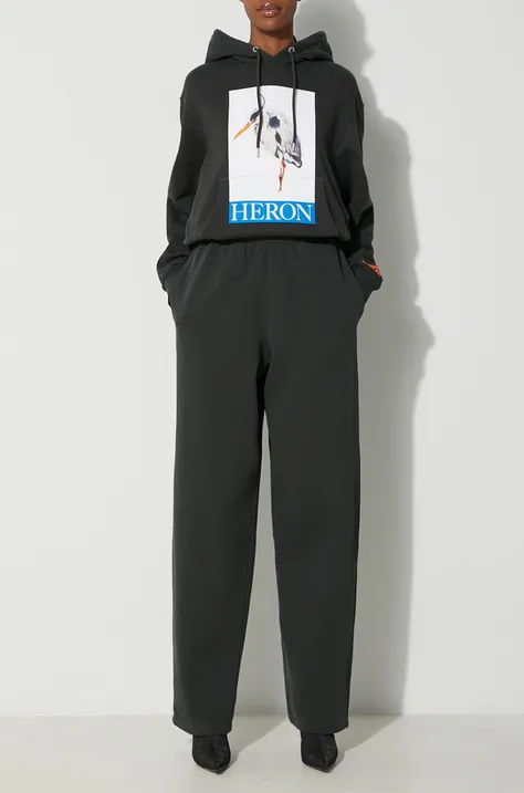 Heron Preston pantaloni de trening din bumbac Stfu Os Sweatpants culoarea negru, cu imprimeu, HWCH006F23JER0011001