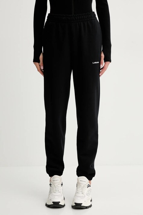 La Mania pantaloni de trening culoarea negru, mulata, high waist