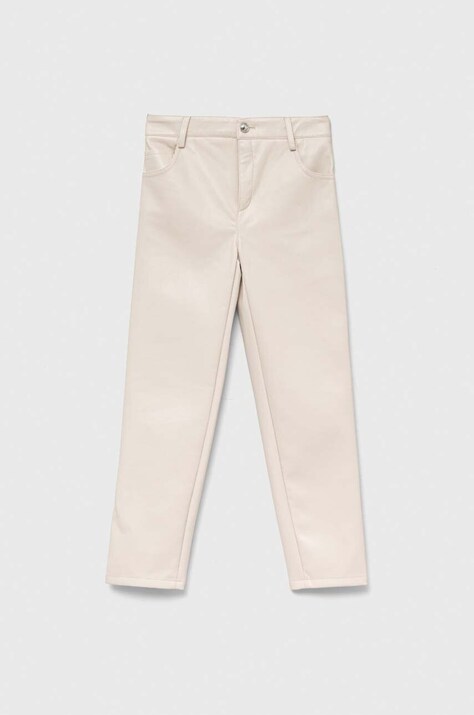 Guess pantaloni copii culoarea bej, neted