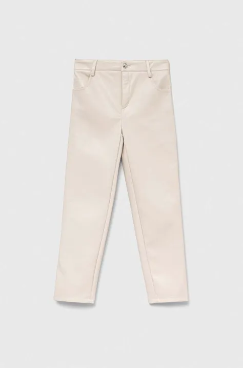 Dětské kalhoty Guess béžová barva, hladké