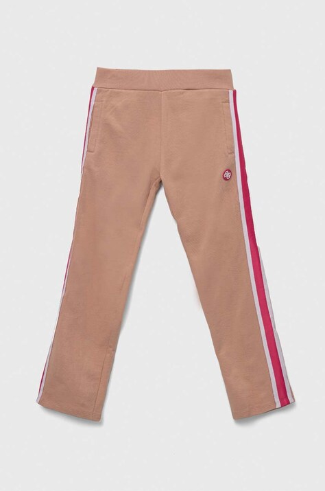 Guess pantaloni de trening din bumbac pentru copii culoarea roz, cu imprimeu