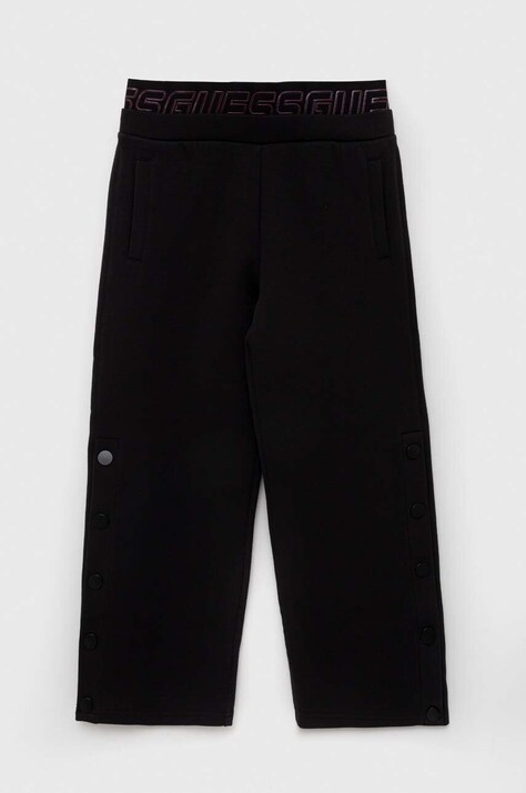 Guess pantaloni de trening pentru copii culoarea negru, neted