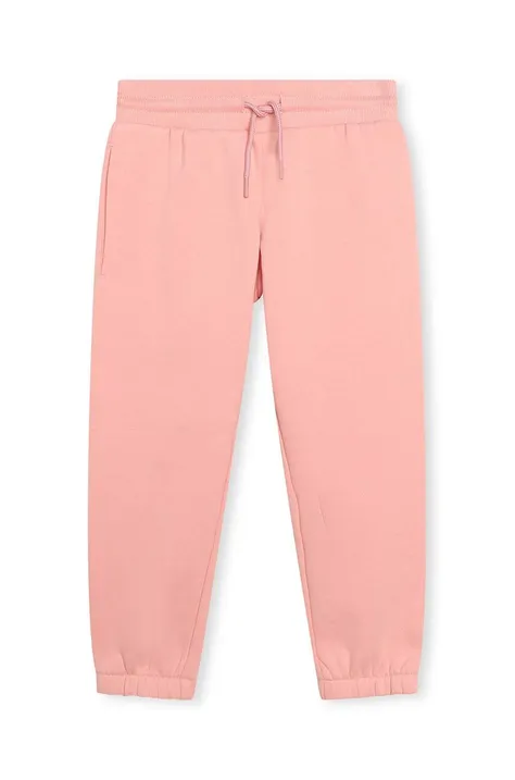 Kenzo Kids spodnie dresowe dziecięce kolor różowy gładkie