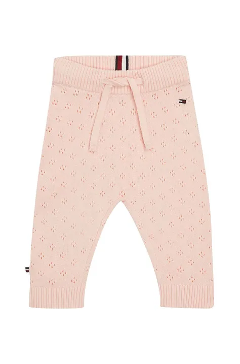 Хлопковые штаны для младенцев Tommy Hilfiger цвет розовый однотонные