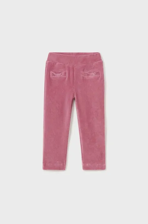 Дитячі вельветові штани Mayoral колір рожевий однотонні