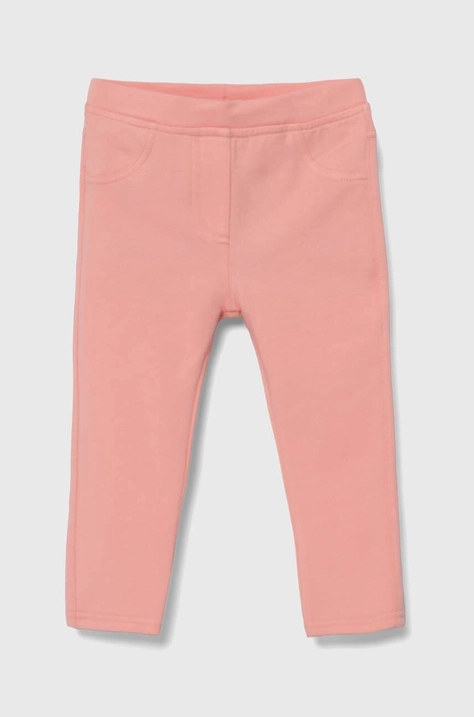 United Colors of Benetton pantaloni copii culoarea roz, neted