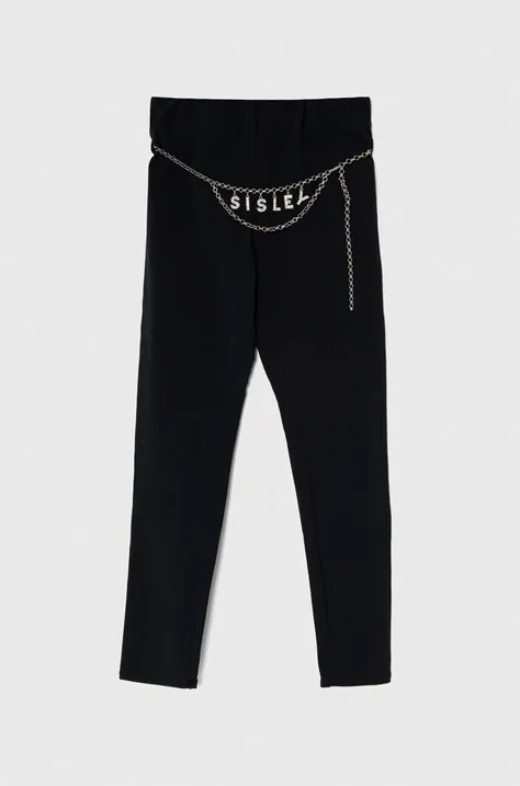 Detské nohavice Sisley čierna farba, jednofarebné