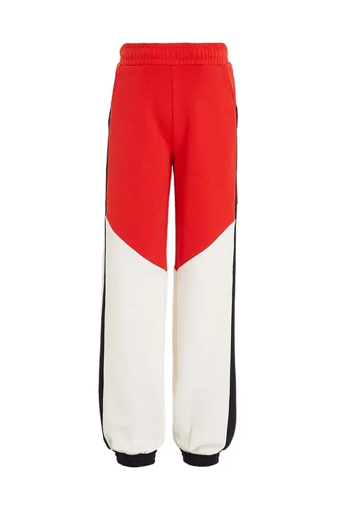 Tommy Hilfiger spodnie dresowe dziecięce kolor czerwony wzorzyste