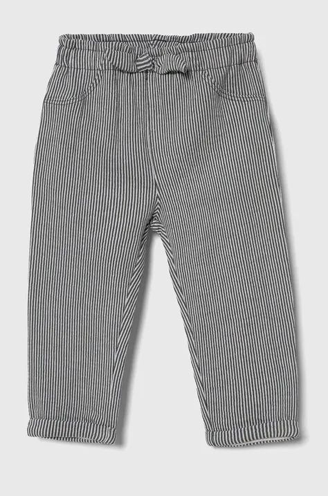 Хлопковые штаны для младенцев United Colors of Benetton цвет серый с узором