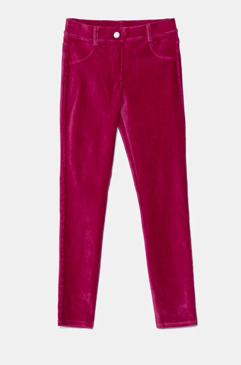 United Colors of Benetton pantaloni copii culoarea roz, neted