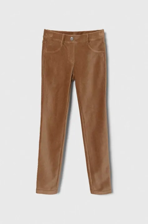 United Colors of Benetton spodnie dziecięce kolor brązowy gładkie