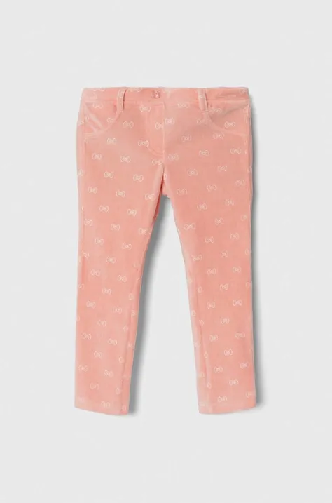 United Colors of Benetton spodnie dziecięce kolor różowy wzorzyste