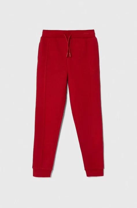 Guess pantaloni de trening pentru copii culoarea rosu, neted