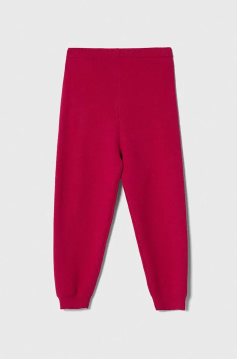 United Colors of Benetton spodnie dresowe dziecięce kolor fioletowy gładkie